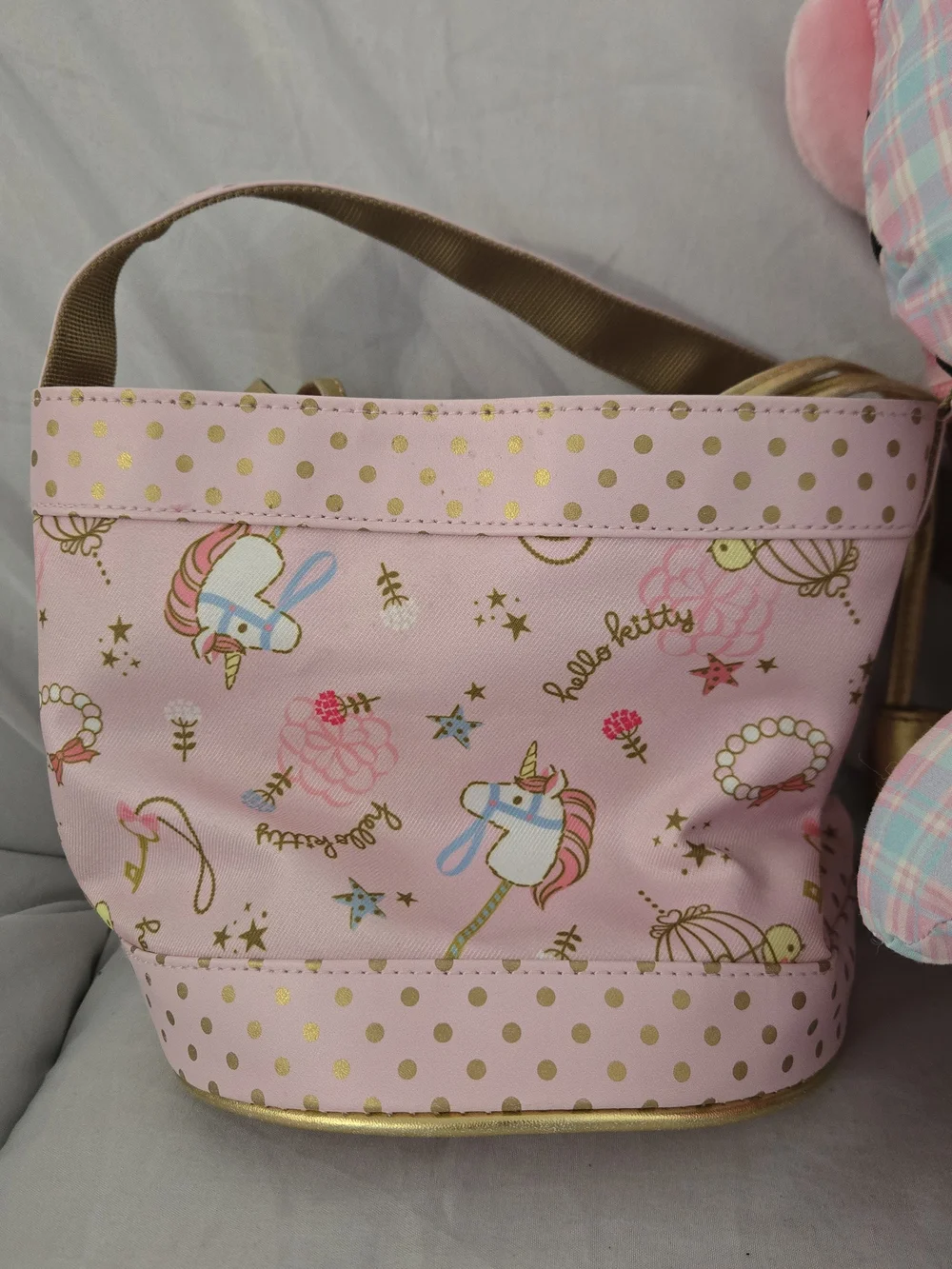 Hello Kitty Pink Plaid Plush Backpack with Matching Mini Bag Kawaii Gift Idea
